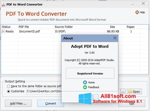 Képernyőkép PDF to Word Converter Windows 8.1
