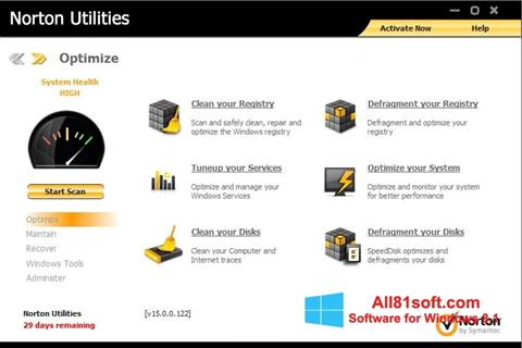 Képernyőkép Norton Utilities Windows 8.1
