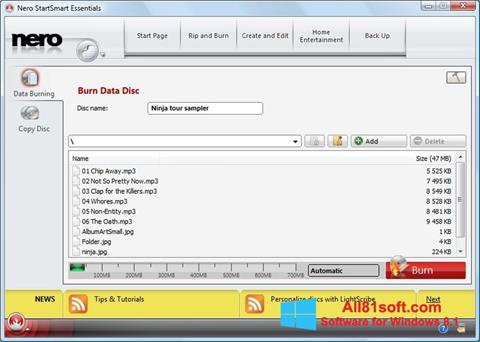 Képernyőkép Nero Lite Windows 8.1