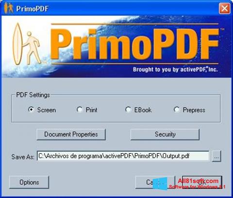 Képernyőkép PrimoPDF Windows 8.1