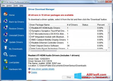 Képernyőkép Driver Genius Professional Windows 8.1
