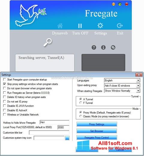 Képernyőkép Freegate Windows 8.1