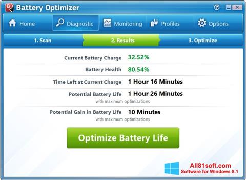 Képernyőkép Battery Optimizer Windows 8.1