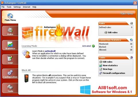 Képernyőkép Ashampoo Firewall Windows 8.1