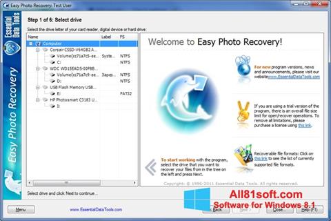 Képernyőkép Easy Photo Recovery Windows 8.1