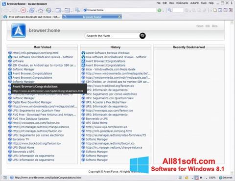 Képernyőkép Avant Browser Windows 8.1