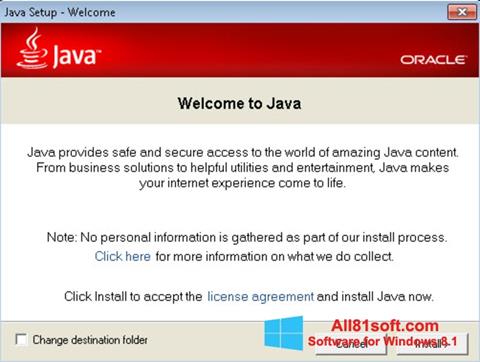Képernyőkép Java Runtime Environment Windows 8.1
