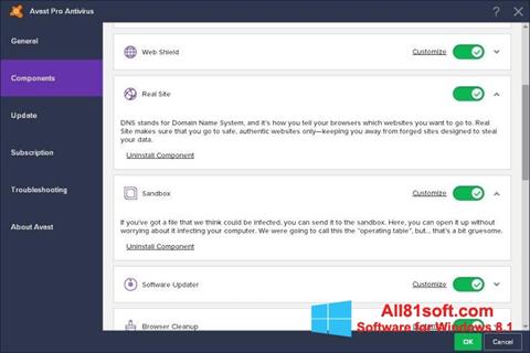 Képernyőkép Avast! Pro Antivirus Windows 8.1
