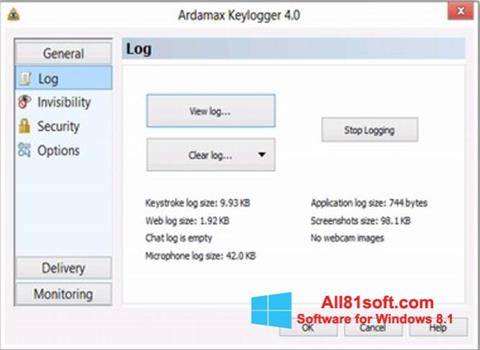 Képernyőkép Ardamax Keylogger Windows 8.1