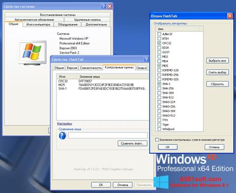 Képernyőkép HashTab Windows 8.1
